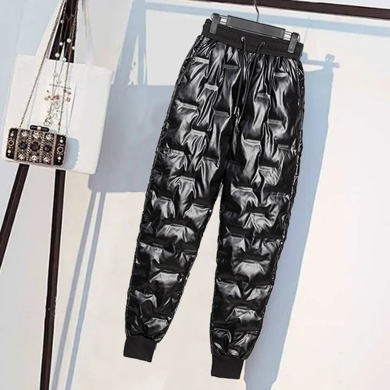 Dam Byxor Långa Stretchiga med Resår i Midjan – Snygga Byxor för Avslappnad Stil-4