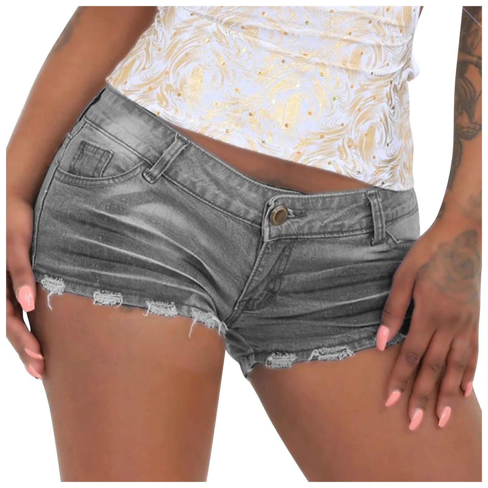 Dam Denimshorts Regular Fit Hög Kvalitet Polyester-2