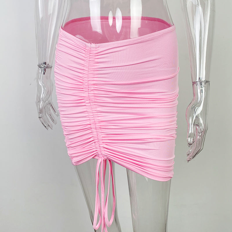 Svart Minikjol med Haltertop och Dekorativa Dragband för Dam – Kort, Tight Passform i Polyester och Spandex 5