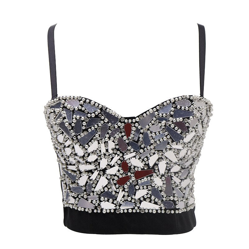 Variant image for Dam Ärmlös Festtopp med Strassdetaljer Spandex Polyester-6