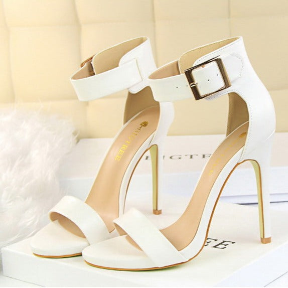 Dam Sandaler Öppen Tå med Silkesdetaljer Hög Klack Gummi-2