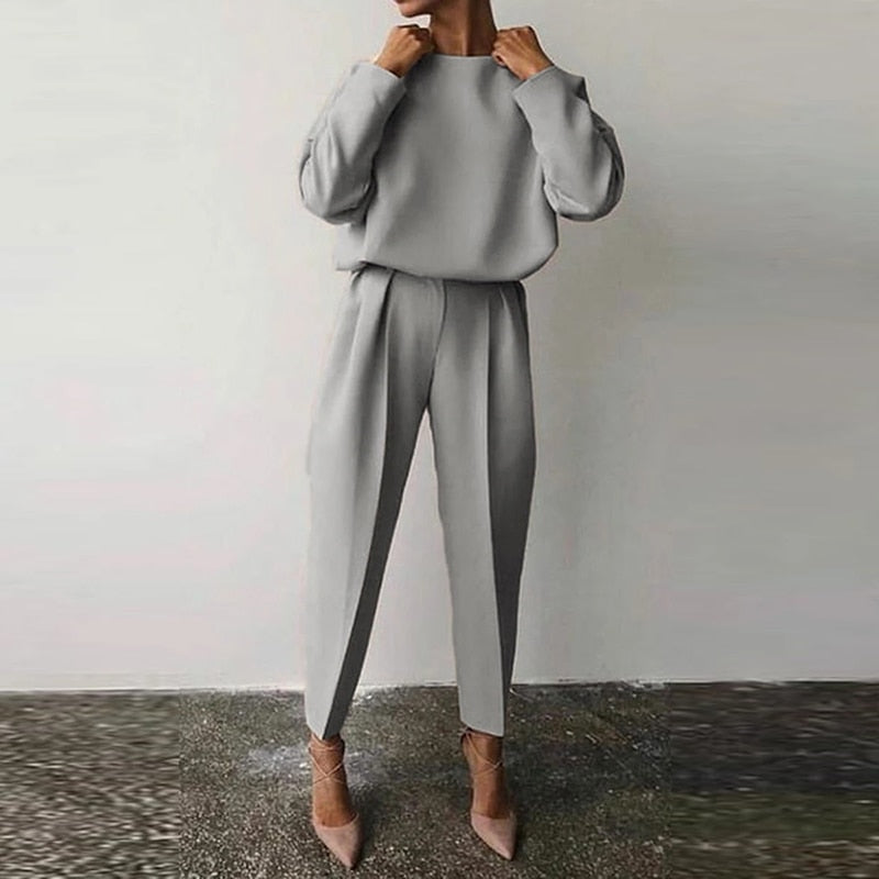 Kvinnors Tvådelad Dräkt i Polyester med Komfortabel Passform – Elegant och Modern Stil för Vardag och Fest 7