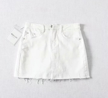 Variant image for Dam Mini Skort Franjkant Denim Bomull-6