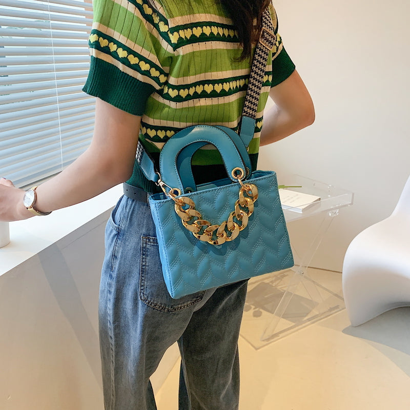 Handväska Dam Geometrisk Design PU-Läder med Dubbelt Grepp och Flera Fack-4