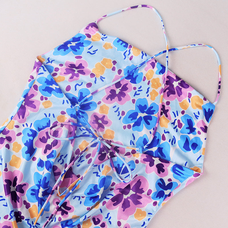 Maxiklänning Dam Blommönster Fyrkantig Halsringning Polyester A-Linje-6