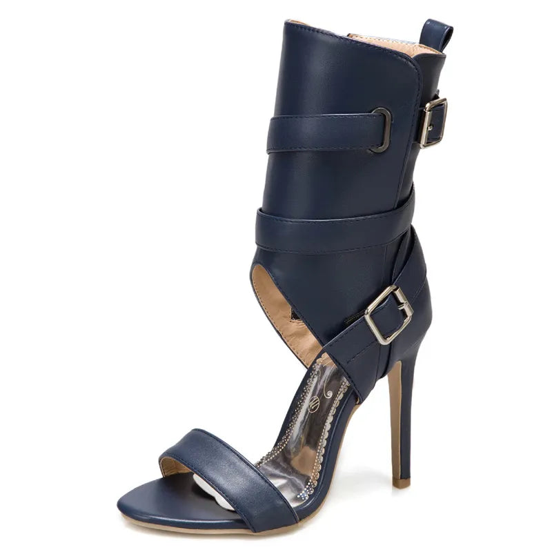 Sandaler Dam Ankelrem PU Material Hög Klack 8 cm-4