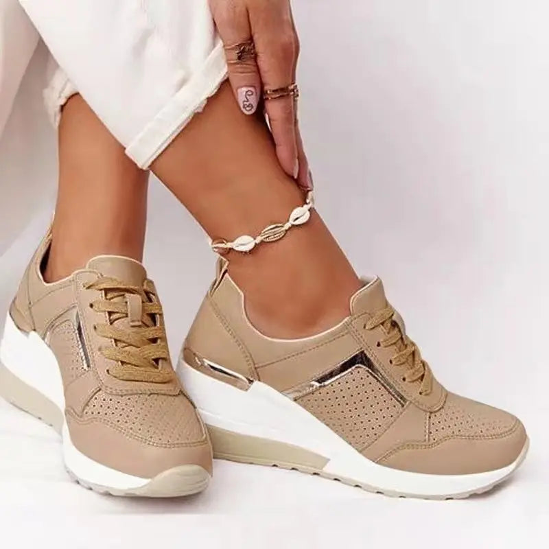 Kvinnors Plattform Sneakers Lätta Textil Syntet Fritidsskor-5
