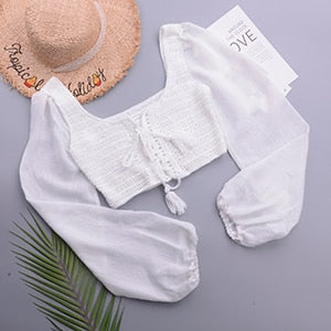 Dam Bikini Retro Stil i Bomull och Polyester-1