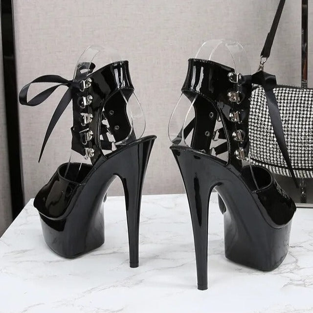 Dam Gladiatorsandal Hög Klack PU-Läder-3