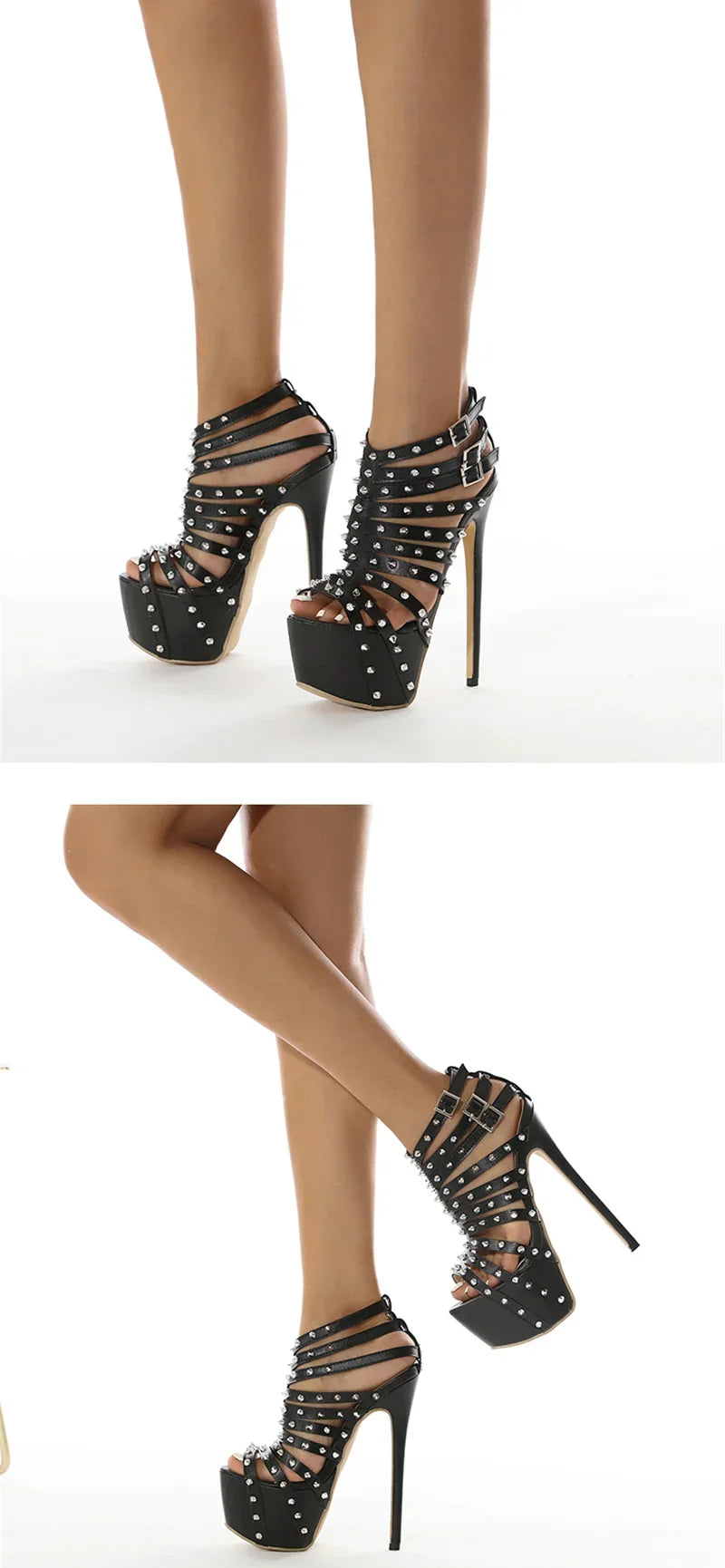 Dam Sandaler Gladiatorstil PU-läder för Eleganta Skor-6