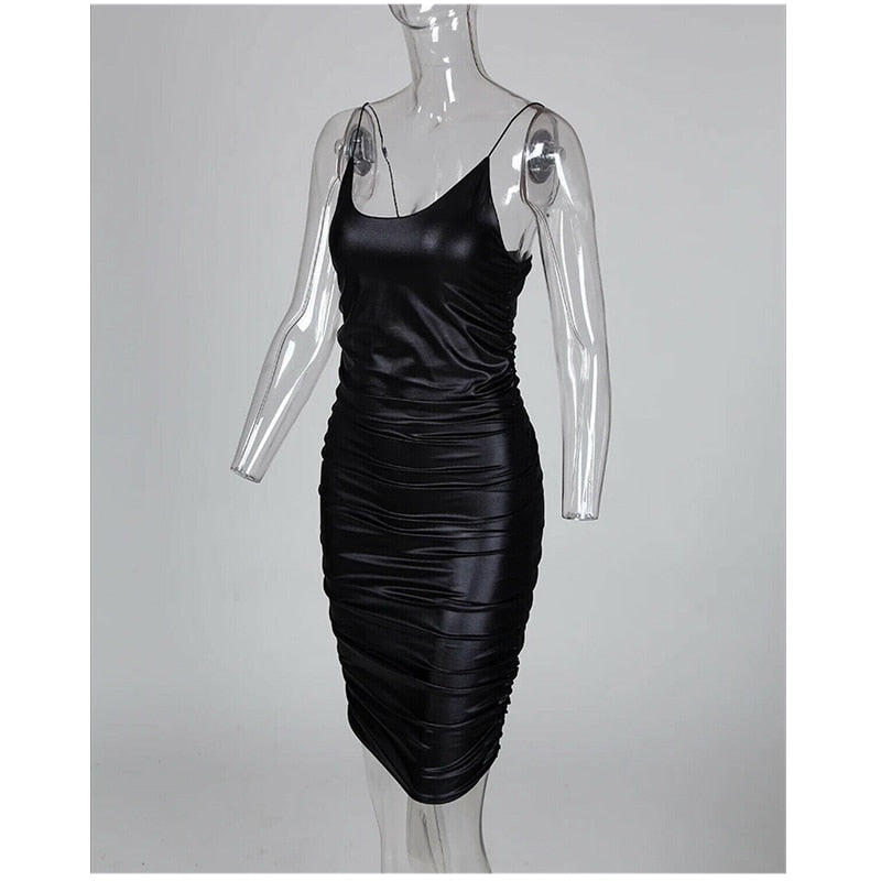 Kvinnors Miniklänning Spaghettirem Polyester Kolumnform-5