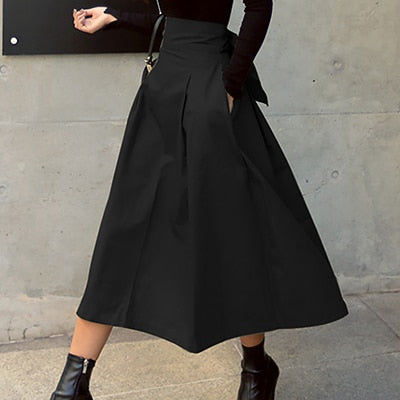 Dam Lång Kjol Elegant Andningsbart Tyg Golvlång Stil-6