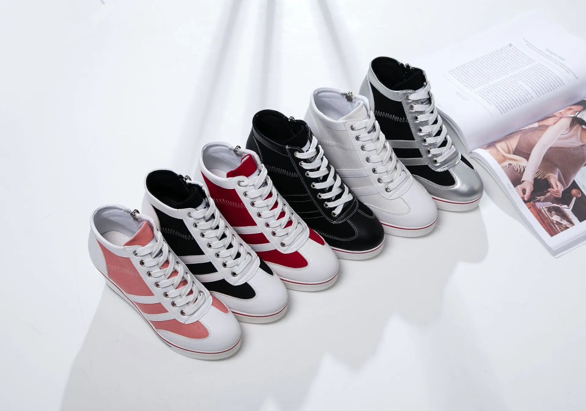 Kvinna Kilsneaker Modern Canvas Hög Häl Komfortabel-2