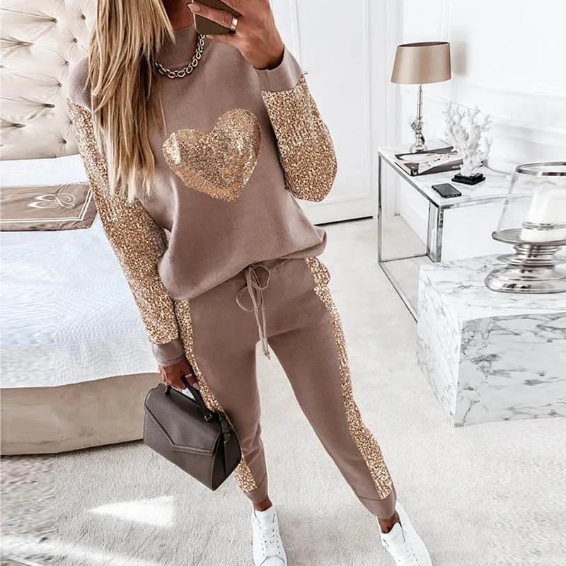 Dam Loungewear Set Modern Höststil Mjuk Stretch Material 3