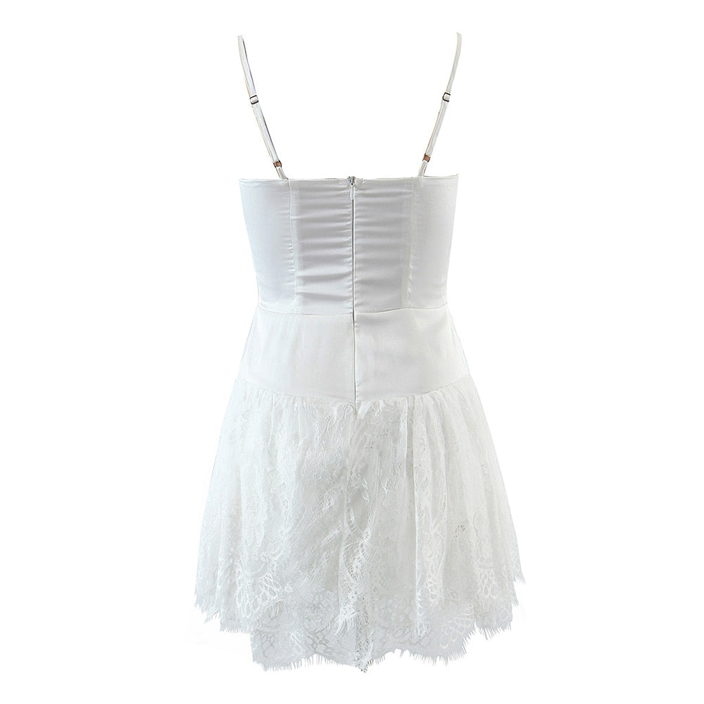 Dam Glittrig Miniklänning Spaghetti Band Syntetfiber-3