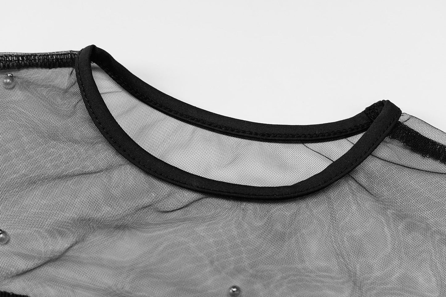 Dam Bodysuit Transparenta Långa Ärmar med Pärldetaljer Polyester Spandex-6