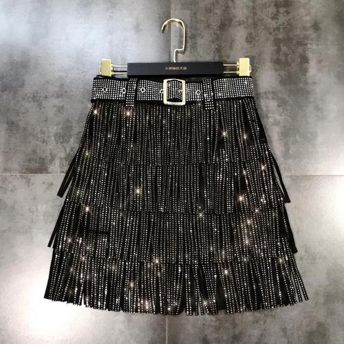 A-Line Minikjol med Strassdetaljer i Svart Polyester för Kvinnor - Trendig och BekvÀm Minikjol 1