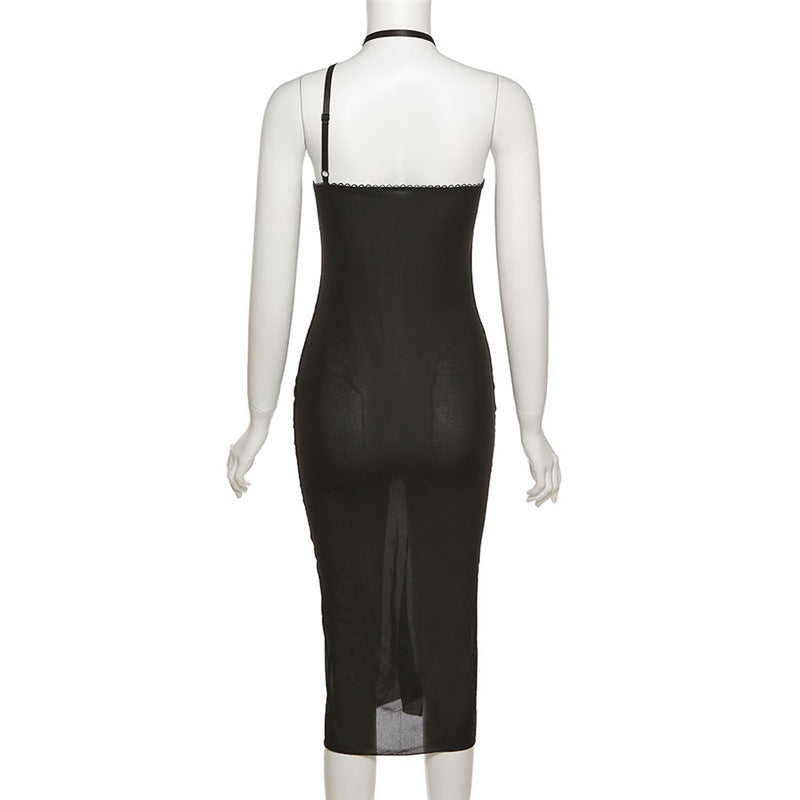 Dam Midi Klänning Spaghettiband Cut-out Detaljer Polyester Viskos-3