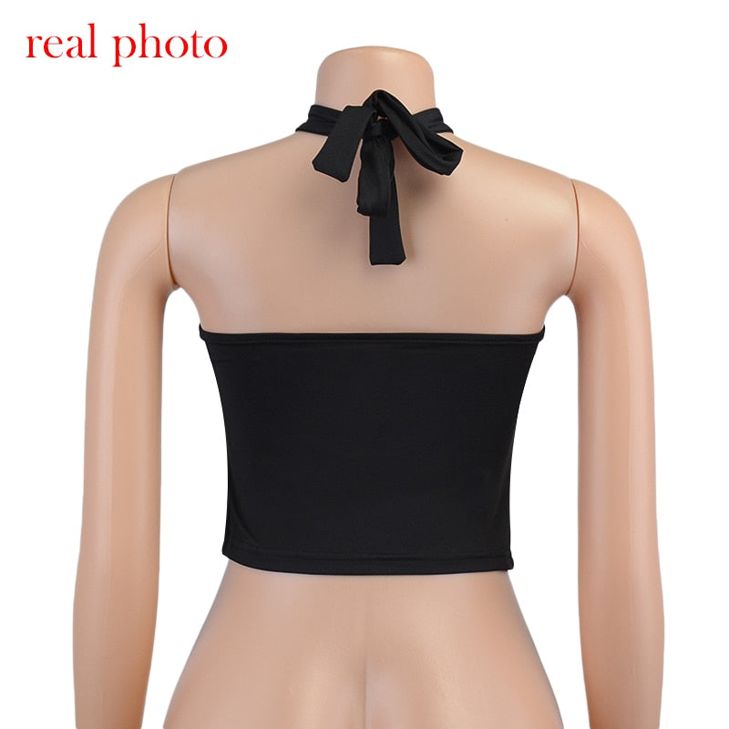 Tank Top Dam med Hålig Design och Metalldetaljer – Kort, Polyester och Spandex, Mångsidig och Trendig 5