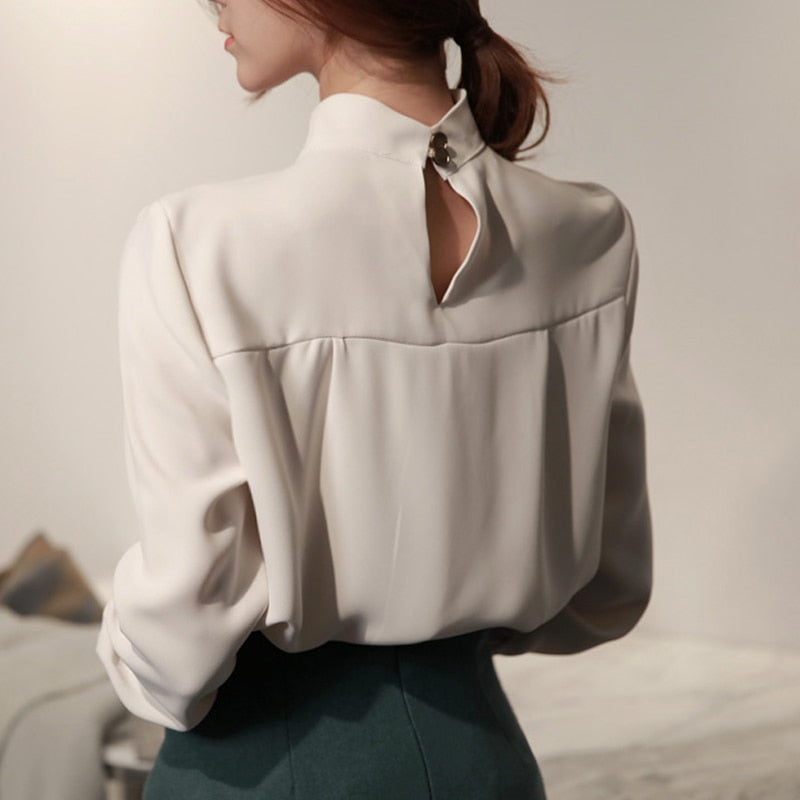 Dam Blus Långärmad Chiffong Elegant-2
