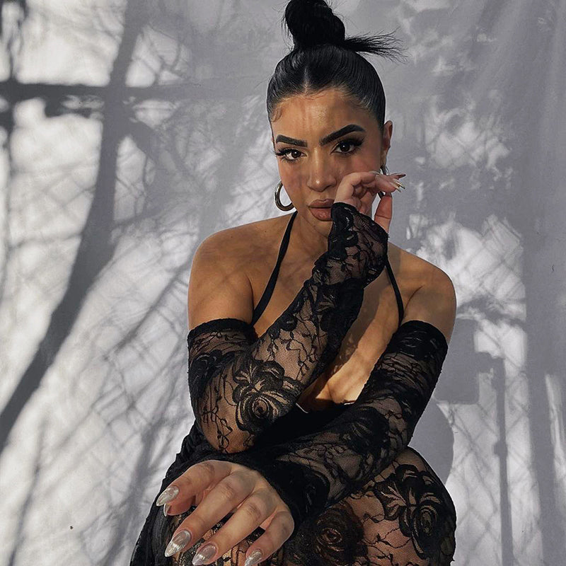 Kvinnor Miniklänning Off-Shoulder Spandex Polyester med Rosmönster 3