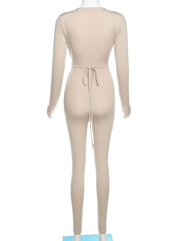 Dam Overall Monokrom i Polyester med Snörning och Tätt Passande Design - Perfekt för Vardag och Utekvällar 6
