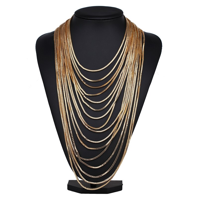 Dam Halsband Geometrisk Choker i Zinklegation Flerskiktad Design-4