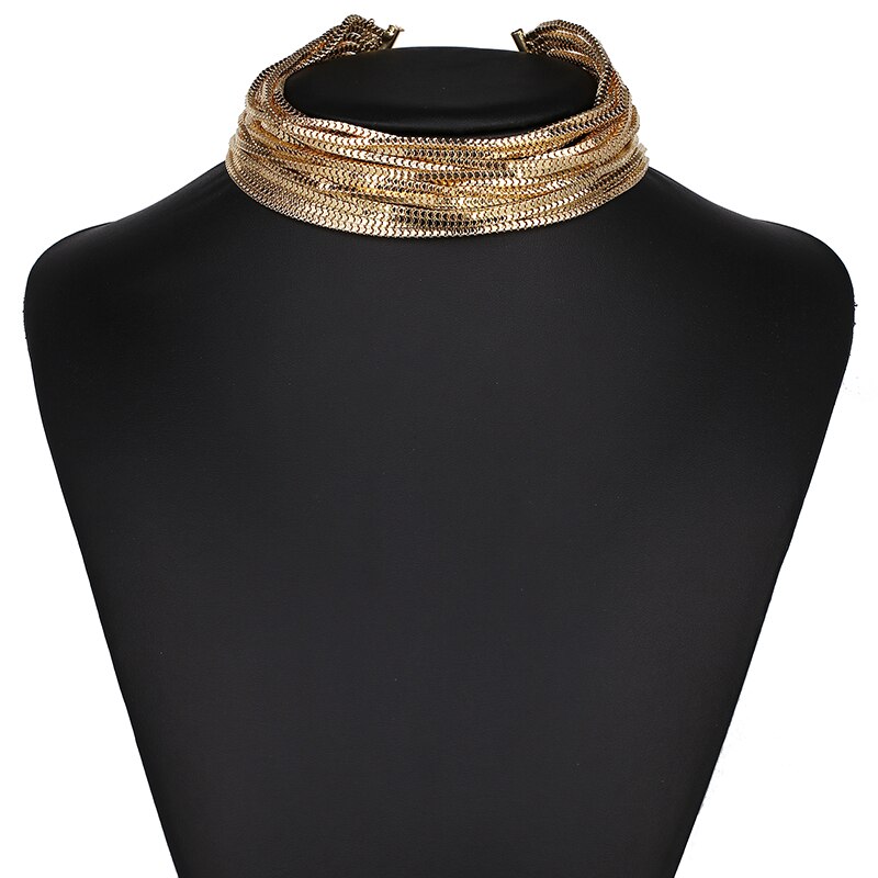Dam Halsband Geometrisk Choker i Zinklegation Flerskiktad Design-5