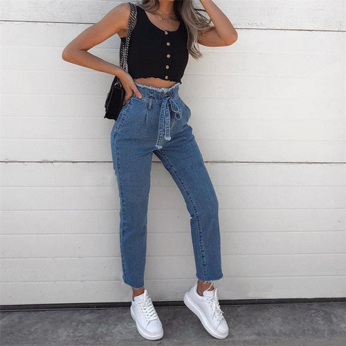 Dam Jeans Hög Midja Stretch Svart-1