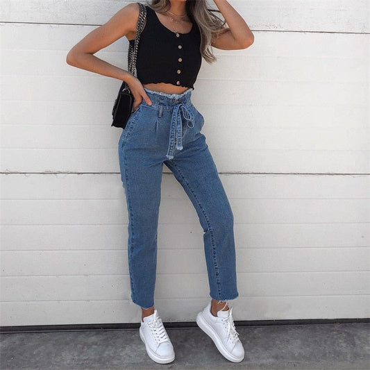 Dam Jeans Hög Midja Stretch Svart-1