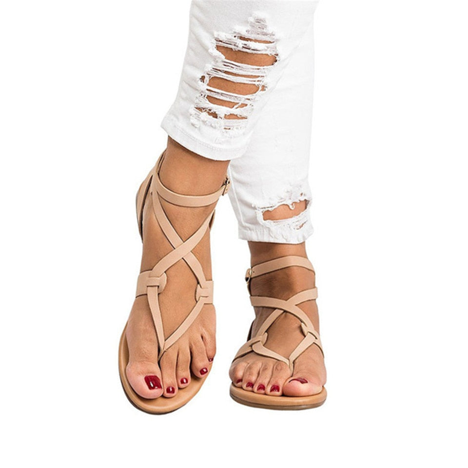 Dam Sandaler Gladiator Stil Korsade Remmar PU-5