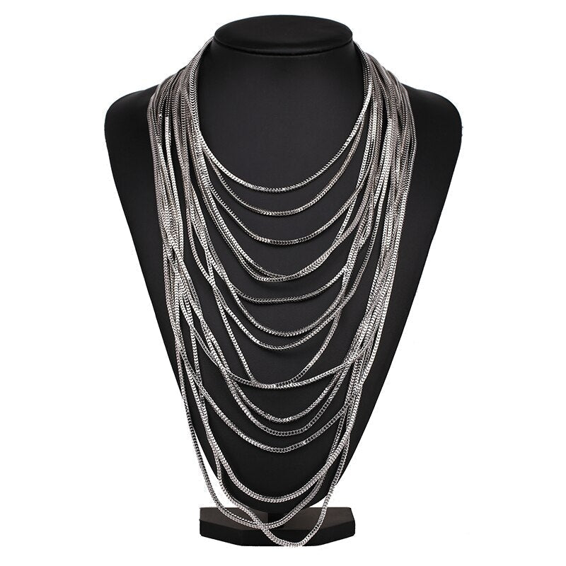 Dam Halsband Geometrisk Choker i Zinklegation Flerskiktad Design-2