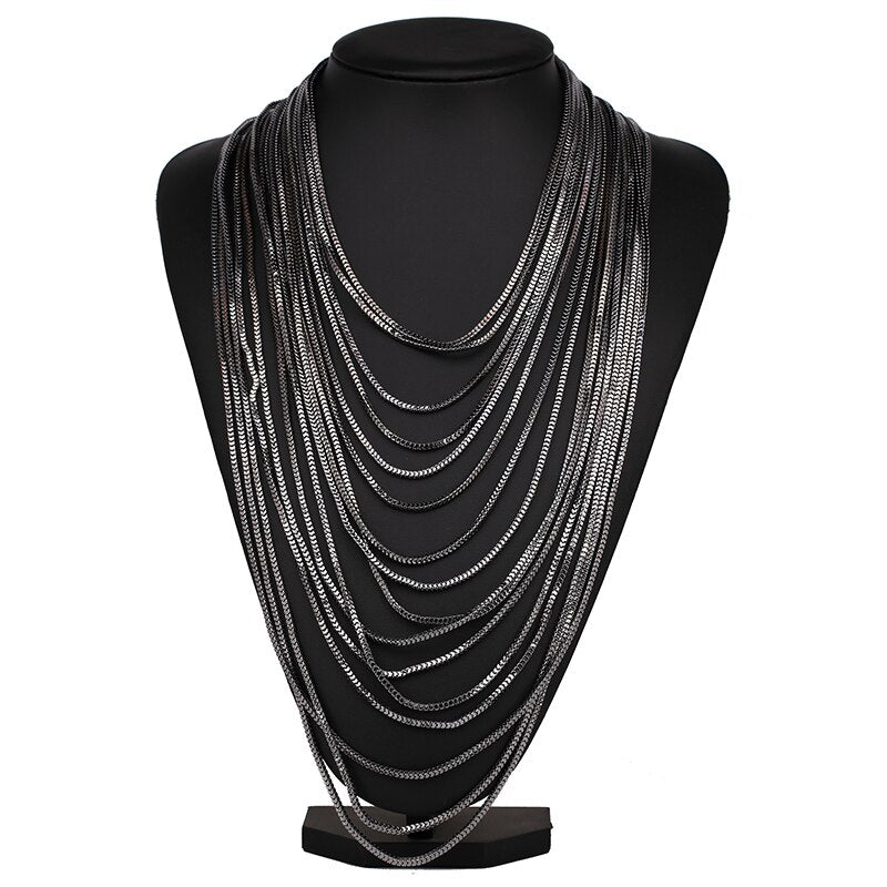 Dam Halsband Geometrisk Choker i Zinklegation Flerskiktad Design-3