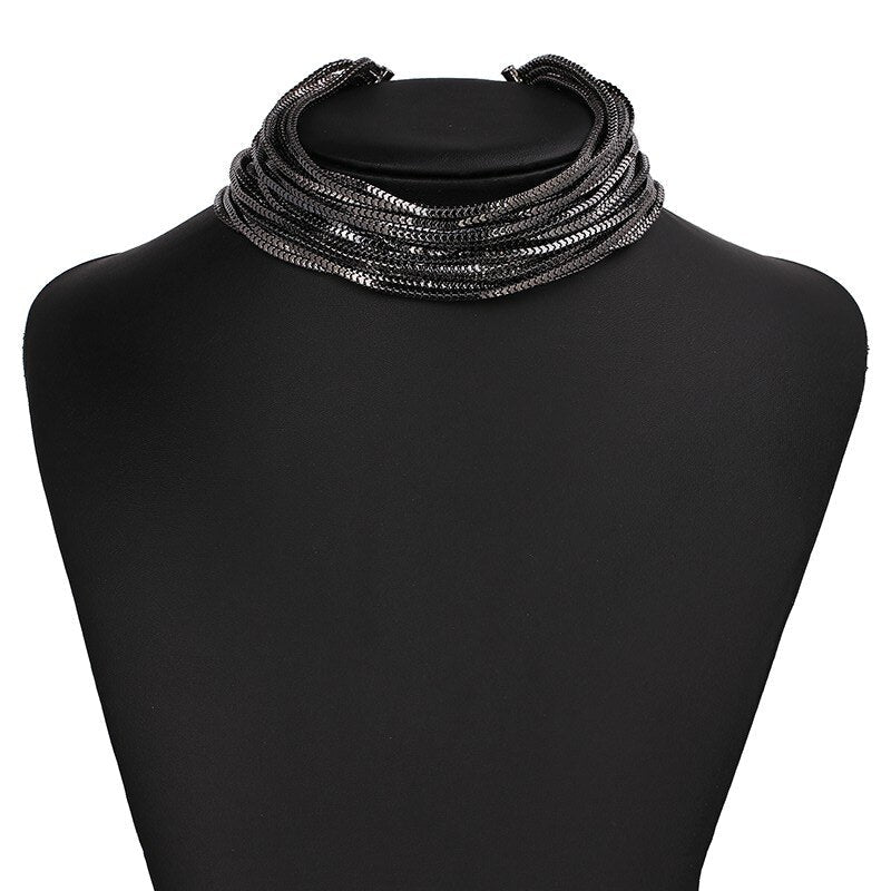 Dam Halsband Geometrisk Choker i Zinklegation Flerskiktad Design-6