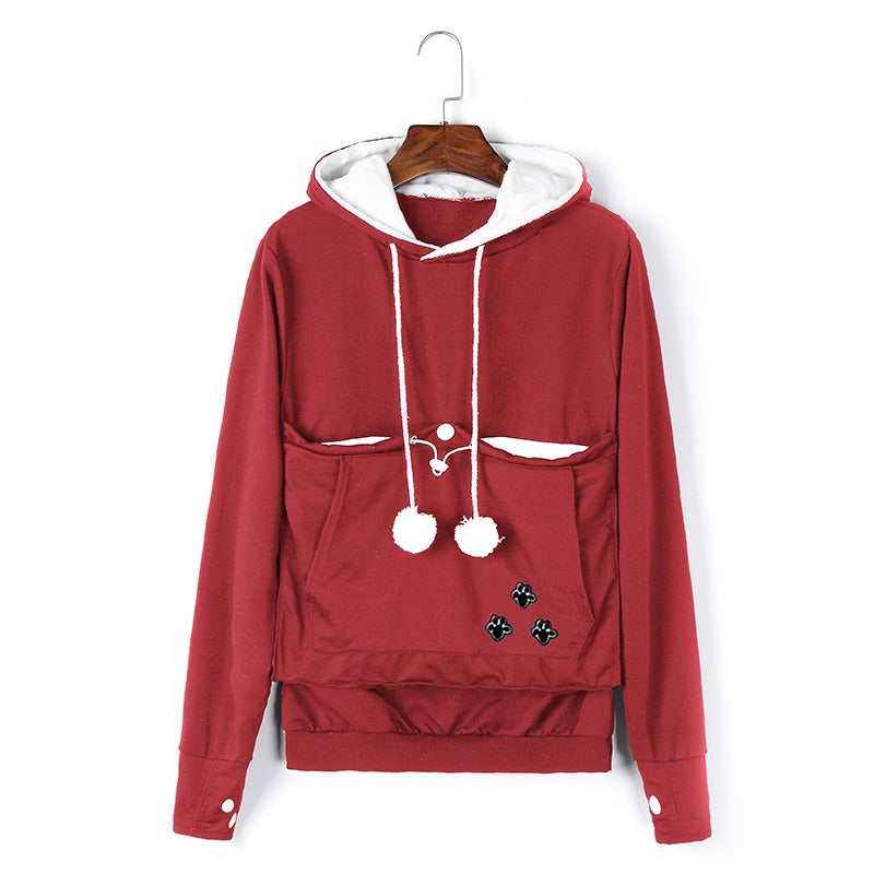 Kvinnors Hoodie Avslappnad Bomullpolyester Med Broderade Blixtfickor-5