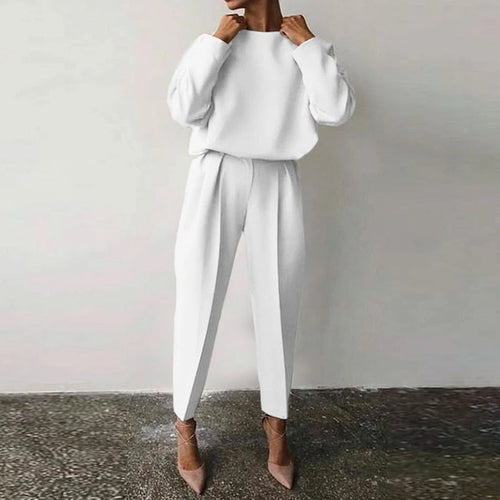 Kvinnors Tvådelad Dräkt i Polyester med Komfortabel Passform – Elegant och Modern Stil för Vardag och Fest 1
