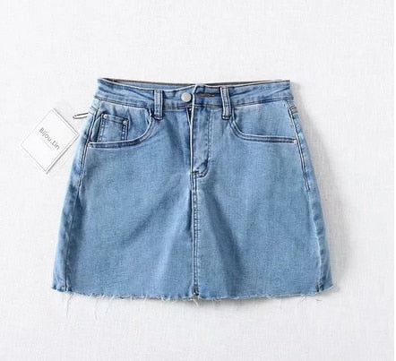 Variant image for Dam Mini Skort Franjkant Denim Bomull-1