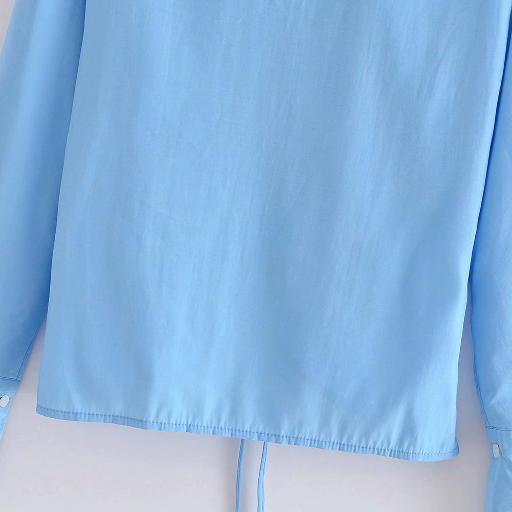 Dam Blus Långärmad V-ringad Polyester-6