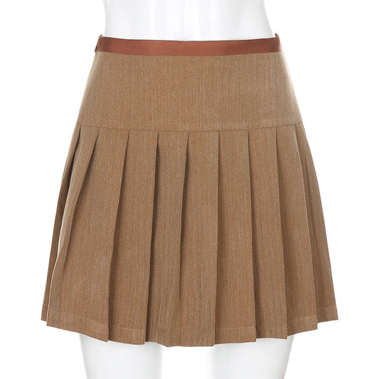 Kvinnors Mini Kjol Veckad Polyester Hög Midja-1