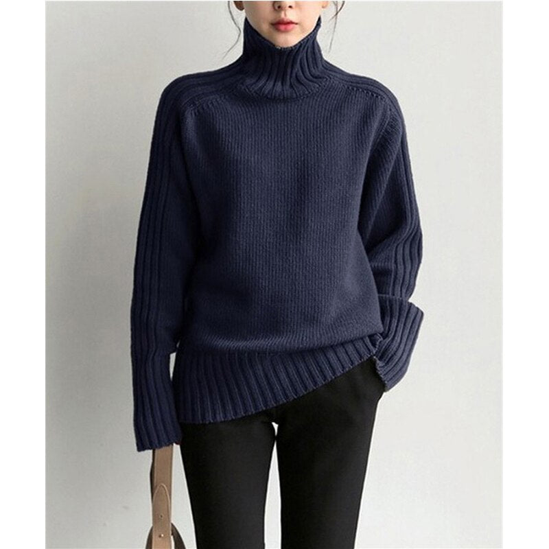 Överdimensionerad Turtleneck Tröja för Kvinnor i Mjuk Tyg – Avslappnad Design, Perfekt för Alla Tillfällen 6