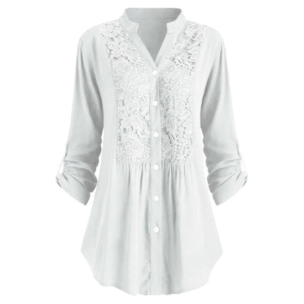 Dam Blus Vintageinspirerad Lätt 100% Bomull-1