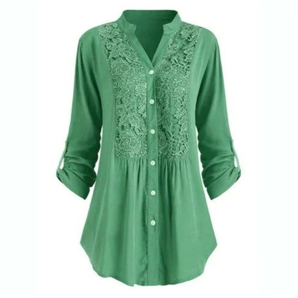Dam Blus Vintageinspirerad Lätt 100% Bomull-4
