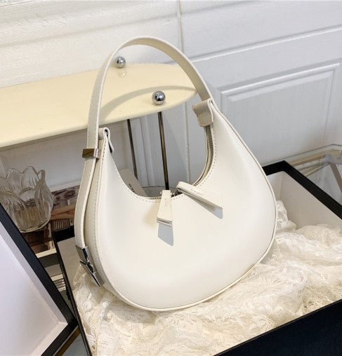 Dam Axelväska Månformad Trendig Med Justerbar Axelrem-4