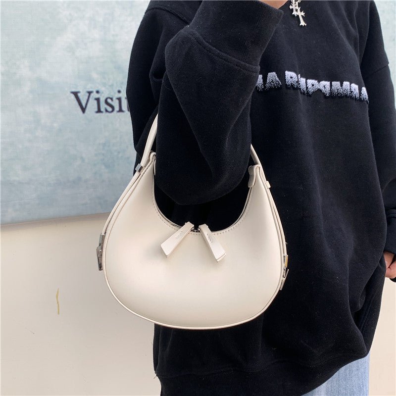 Dam Axelväska Månformad Trendig Med Justerbar Axelrem-5