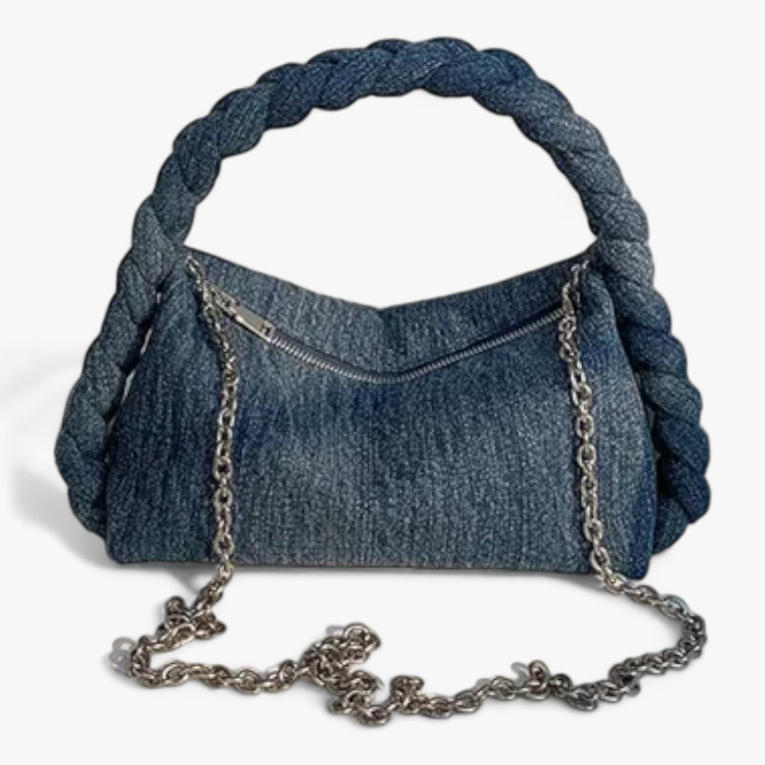 Modern Denim Handväska Dam med Kedja och Rymlig Interiör – Perfekt för Vardag och Fest 6
