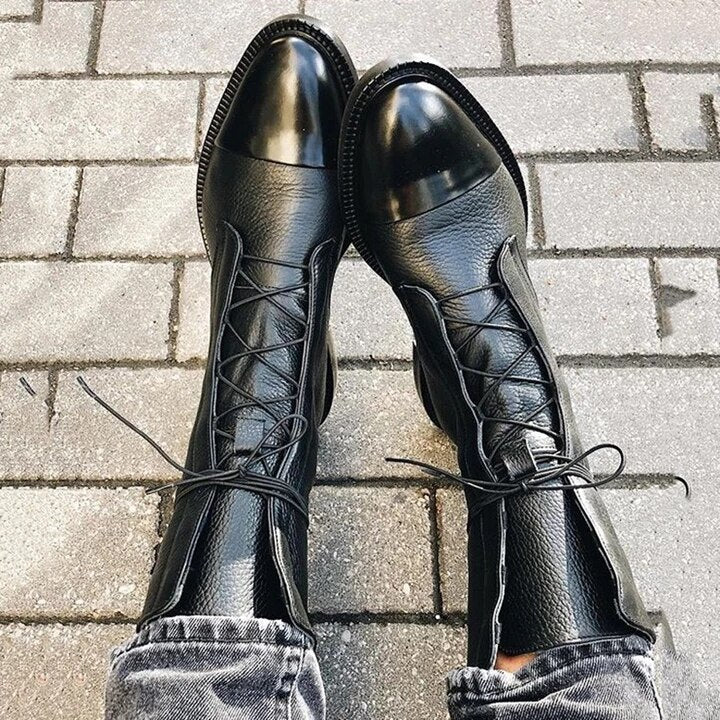 Dam Stövlar Elegant Läder Med Smal Klack-2