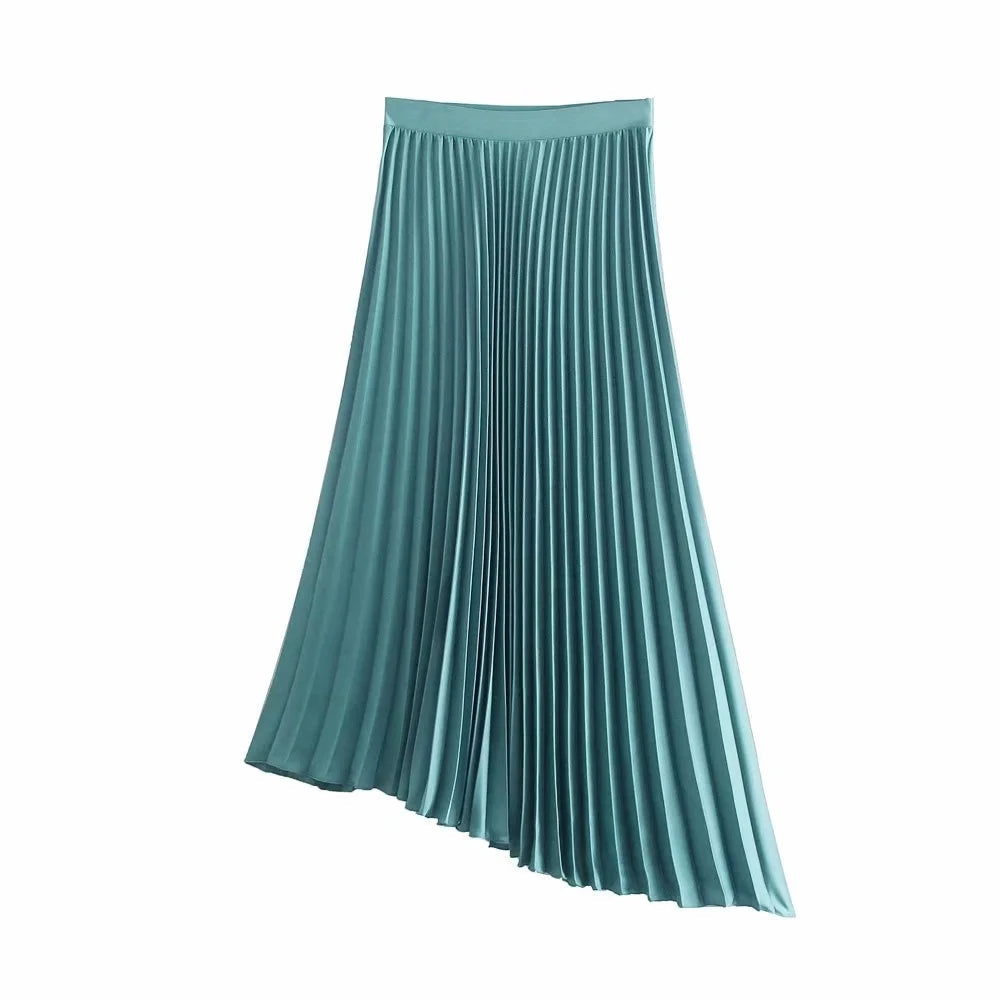 Dam Asymmetrisk Midi Kjol Rynkad Polyester-2