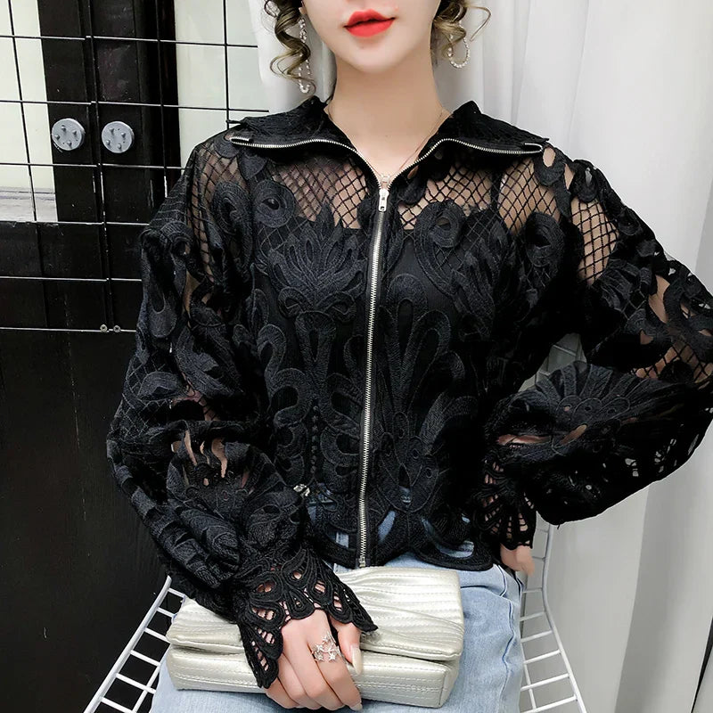 Variant image for Dam Blus Kortärmad Spets Polyester-1