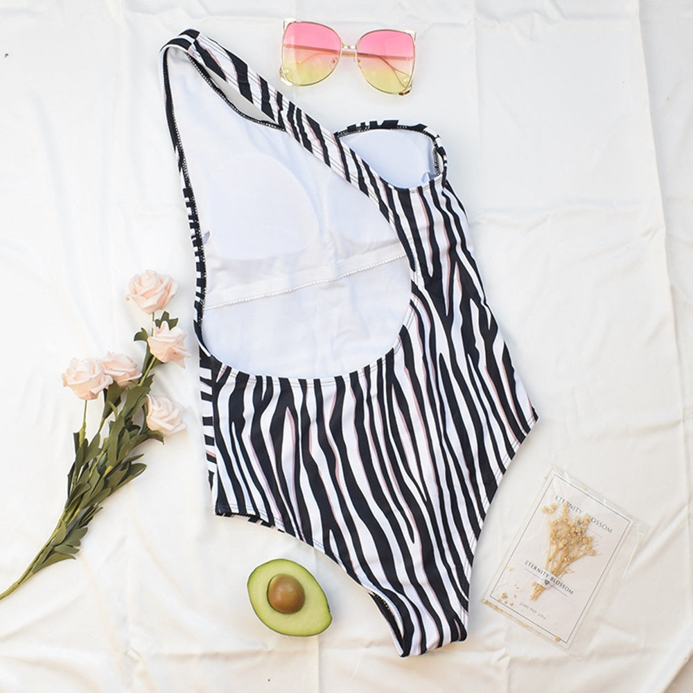 Dam Enstyckedress Zebra Mönster Polyester Spandex-6