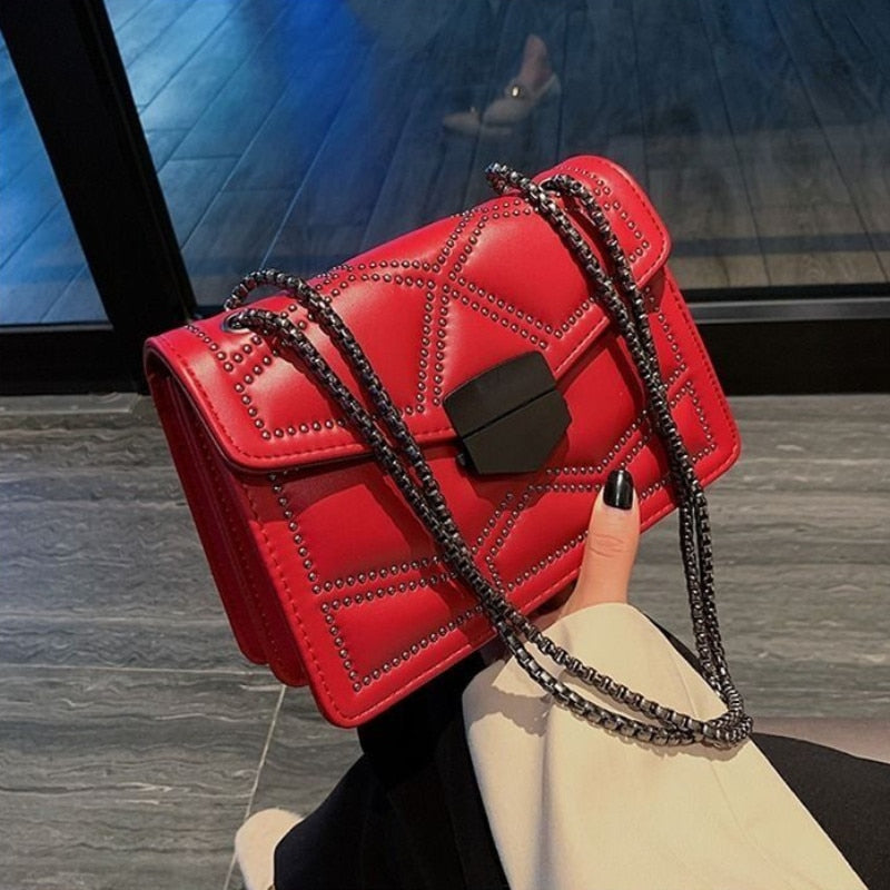 Variant image for Dam Axelväska Kedja PU-Läder Mjuk Klaffdesign-3